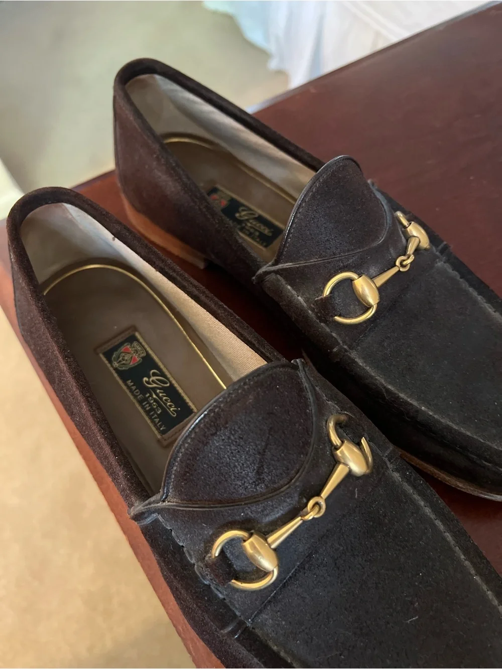 Gucci Men's Black Suede Horsebit Slip-On Loafers
